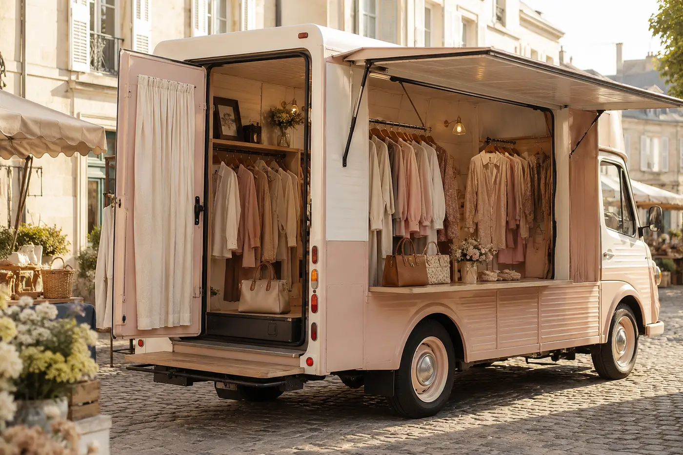 Projet de camion-boutique Lili & Gia sur un marché français